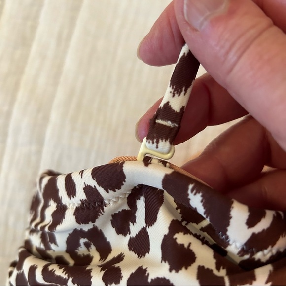 J. Crew Ruched Bandeau Leopard Print One Piece Swimsuit. Size 24. - Picture 13 of 14